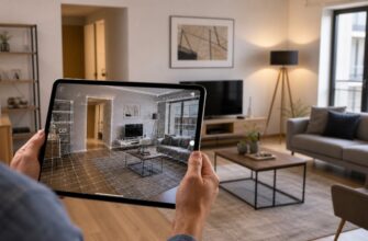 LiDAR-сканирование комнаты на планшете для создания 3D-модели помещения